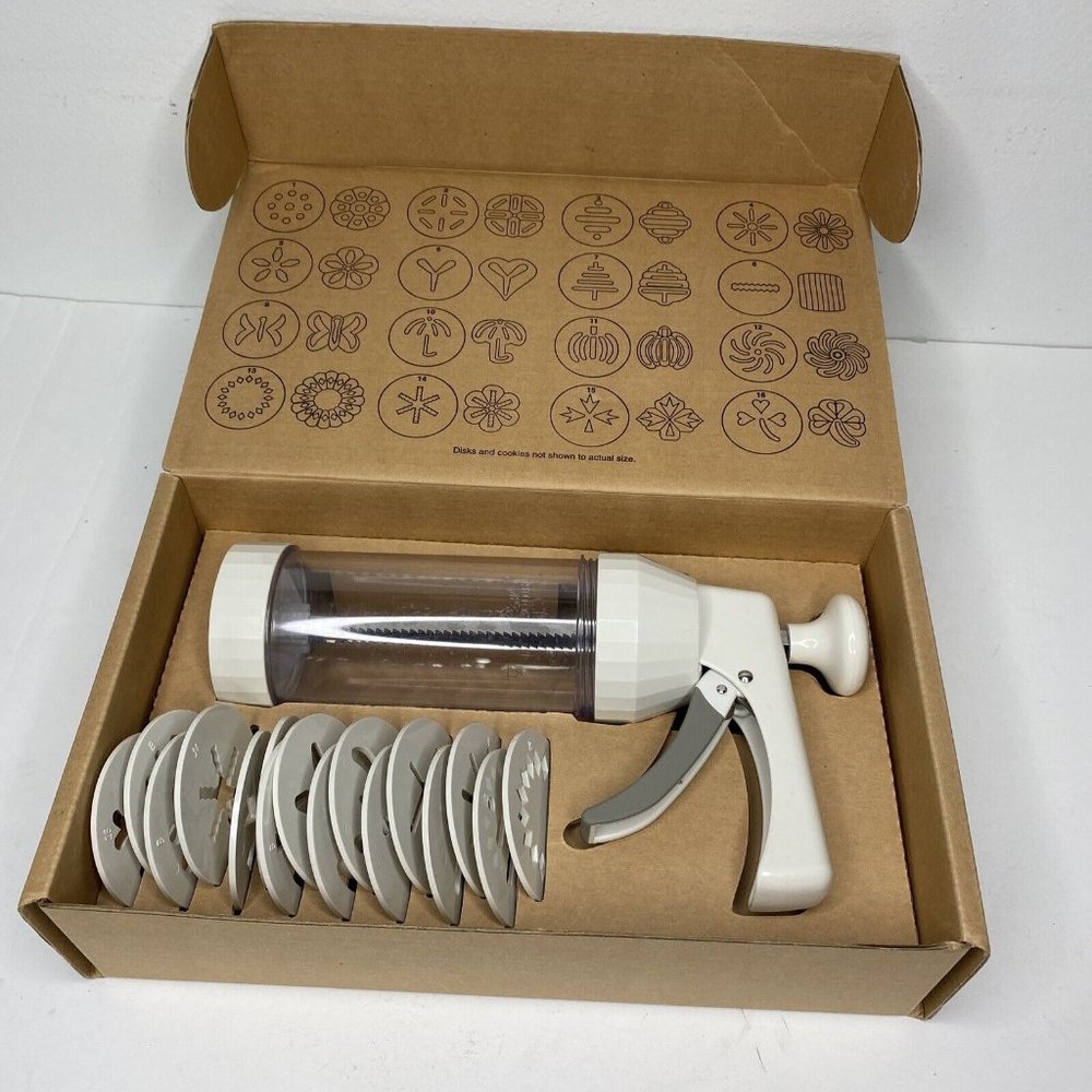 Pampered Chef Cookie Press 1525 Retired 15 Disks Designs Spritz Cookies